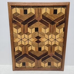 Vintage Wood Mix Mosaic Barn Quilt 3D Wall Art Rustic Cottage Decor Costa Rica